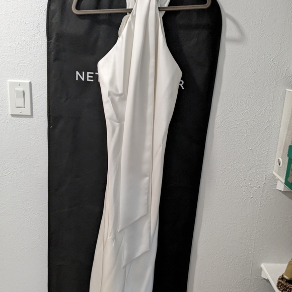 Galvan London Ivory Satin, Cropped Pandora Bridal Dress, Midi - Picture 14 of 14